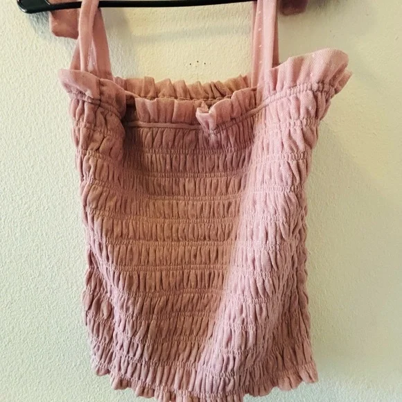 Anthropologie Pink Smocked Sleeveless Tank Top - Picture 6 of 6